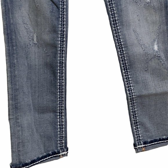 Rock Revival Jeans Sz 24 Embroidered Cropped Skinn - Picture 6 of 10